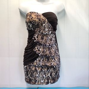 NEW Flamingo Women's Leopard Tube Lace Strapless Dress Size S